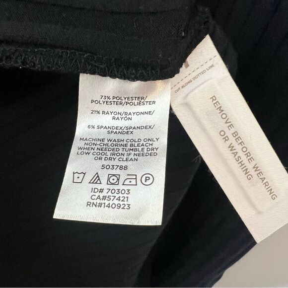 Loft Black Ribbed Long Sleeve Mock Neck Midi Dress - Picture 4 of 6